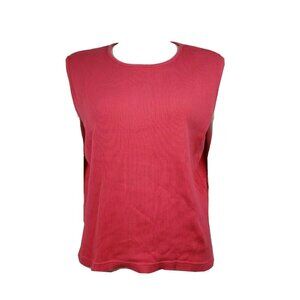 CHRISTOPHER & BANKS Tank Top Womens Size XL Solid All Pink Ribbed Boxy Fit